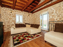 Stone house near river canyon, beautiful covered terrace, great mountains view